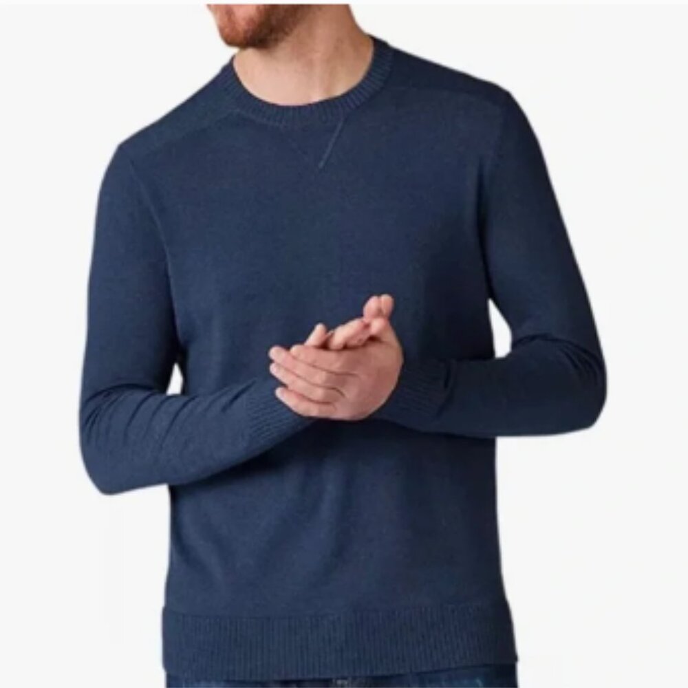 Smartwool Mens Sparwood Deep Navy-Charcoal Heather Wool Blend Sweater SZ Medium